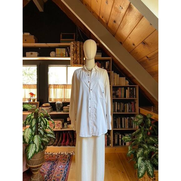 Chaps Button Down Shirt Long Sleeve Cotton White Embroidered - Picture 4 of 8